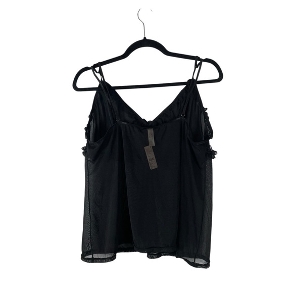 Cacique Black Sheer Mesh Lingerie Top with Floral Trim, Size 22/24 NWT - Picture 6 of 6